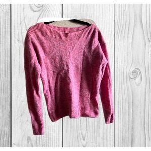 Bright Pink Knit Sweater Banana Republic Women's Large Wool Blend
